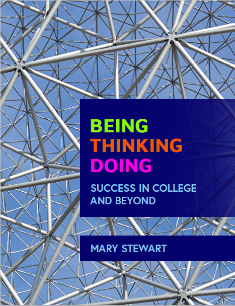 Book cover featuring geometric pattern of metal bars against open blue sky. The title is written in green, orange, and pink on a dark blue background. 